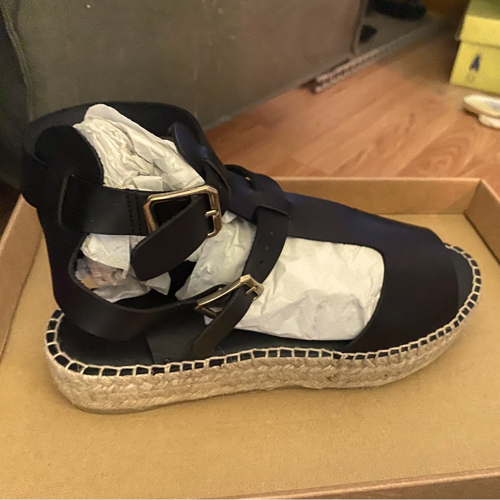Anthropologie black sandals never worn size 8